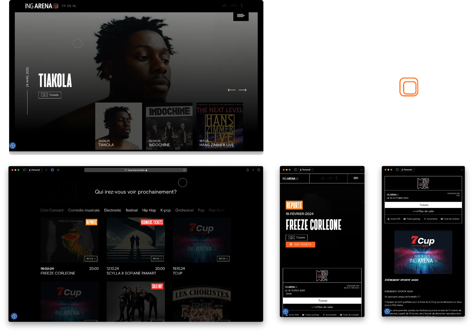 ING Arena : aperçu des écrans