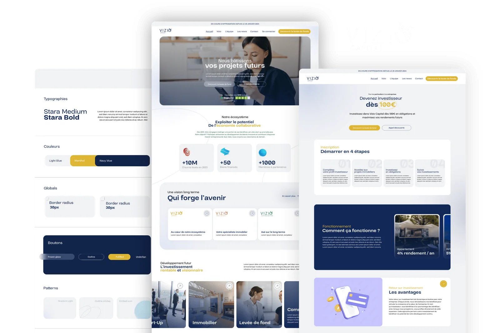 Vizio Capital : aperçu des écrans